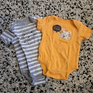 Quiltex Gray Striped and Orange Tiger Bodysuits